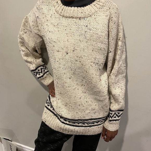 EUC Vintage Wool Sweater Pullover Handmaid Knit Size Large Over Size Tan - Picture 12 of 12